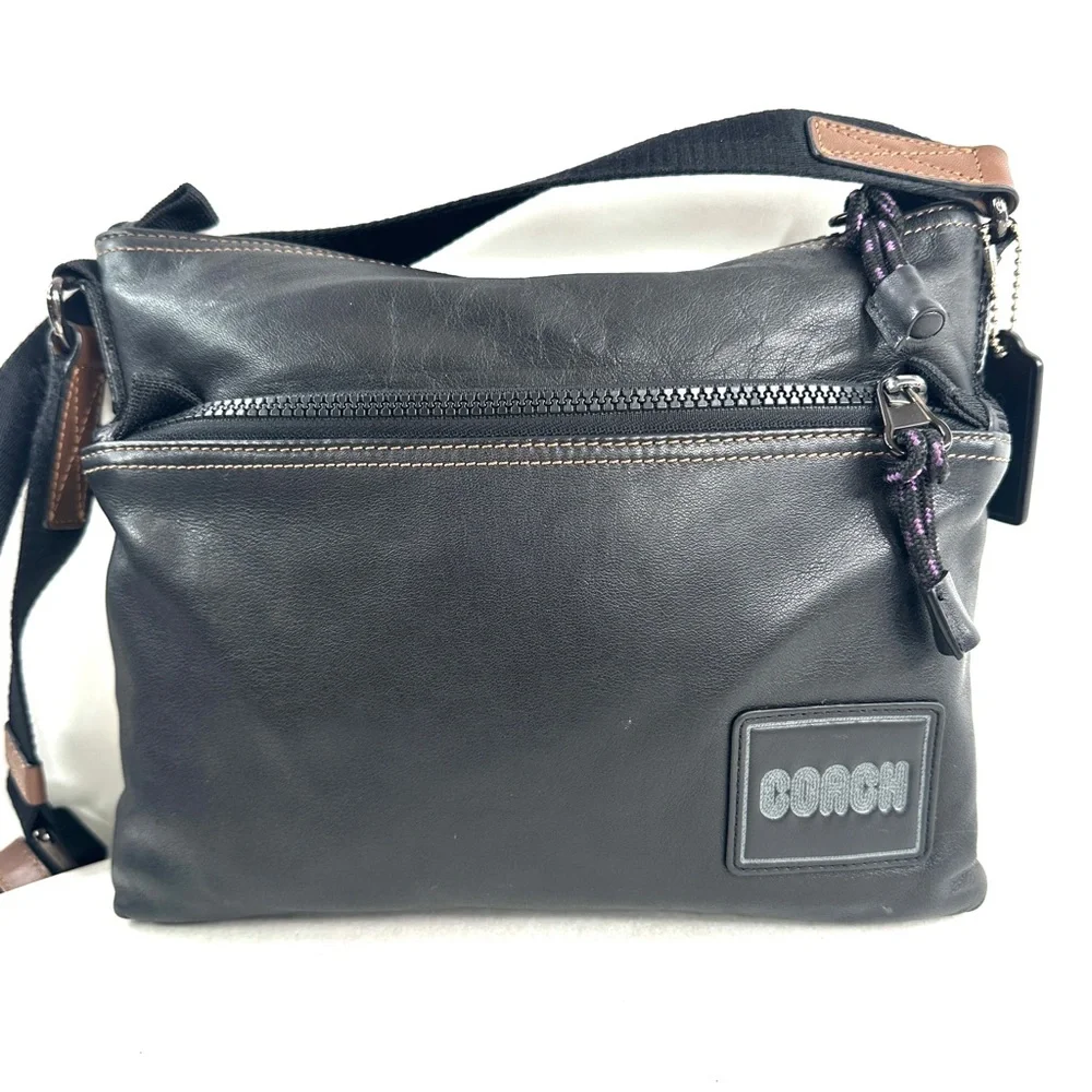 Coach Pacer 78834 Black Smooth Leather Small Crossbody Bag Retro Patch Very Rare